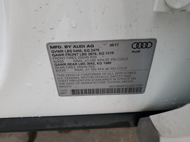 Photo 14 from auction – 2018 AUDI Q5 PREMIUM with VIN WA1BNAFY2J2017797