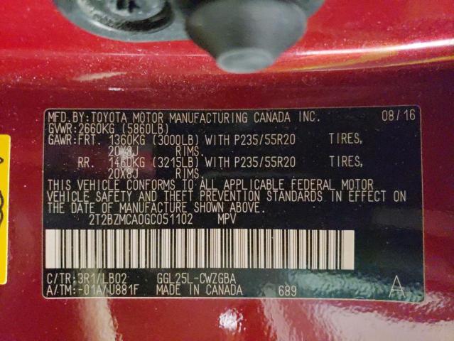 Photo 14 from auction – 2016 LEXUS RX 350 BAS with VIN 2T2BZMCA0GC051102
