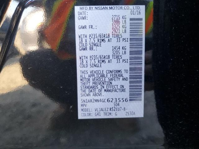 Photo 14 from auction – 2016 NISSAN PATHFINDER with VIN 5N1AR2MN4GC623556