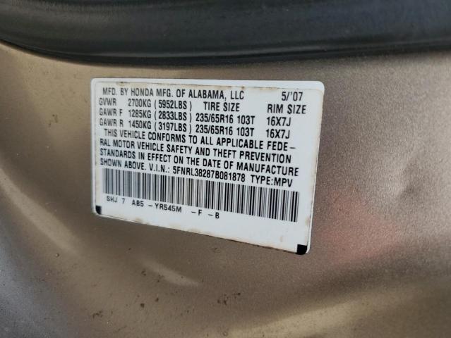 Photo 14 from auction – 2007 HONDA ODYSSEY LX with VIN 5FNRL38287B081878