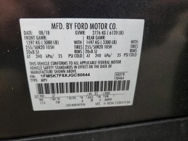 Photo 14 from auction – 2018 FORD EXPLORER L with VIN 1FM5K7F8XJGC80844