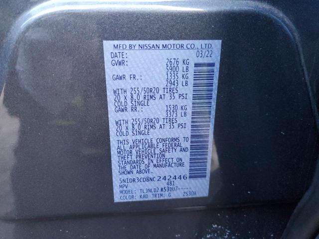 Photo 14 from auction – 2022 NISSAN PATHFINDER with VIN 5N1DR3CD8NC242446