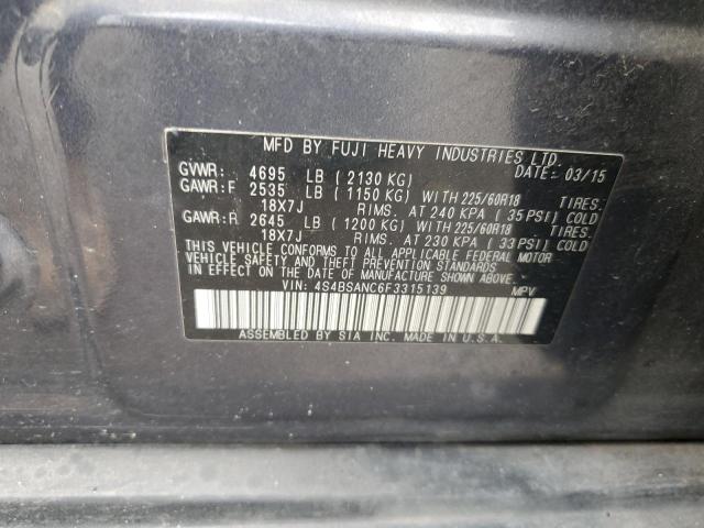 Photo 14 from auction – 2015 SUBARU OUTBACK 2. with VIN 4S4BSANC6F3315139