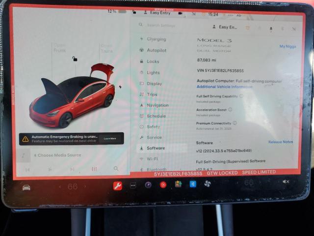 Photo 9 from auction – 2020 TESLA MODEL 3 with VIN 5YJ3E1EB2LF635855