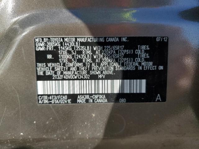 Photo 14 from auction – 2012 TOYOTA RAV4 with VIN 2T3ZF4DV0CW134302