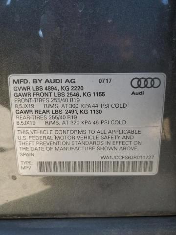 Photo 14 from auction – 2018 AUDI Q3 PREMIUM with VIN WA1JCCFS6JR011727