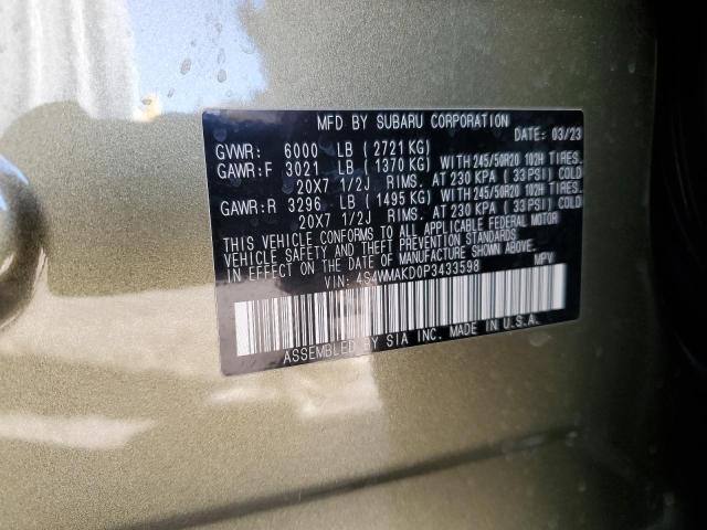 Photo 14 from auction – 2023 SUBARU ASCENT LIM with VIN 4S4WMAKD0P3433598