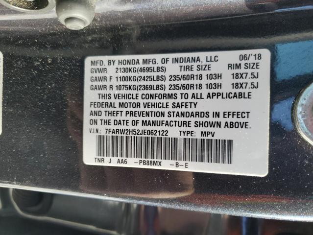 Photo 14 from auction – 2018 HONDA CR-V EX with VIN 7FARW2H52JE062122