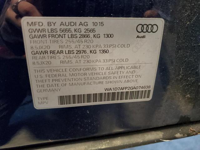 Photo 14 from auction – 2016 AUDI Q5 PREMIUM with VIN WA1D7AFP2GA074638