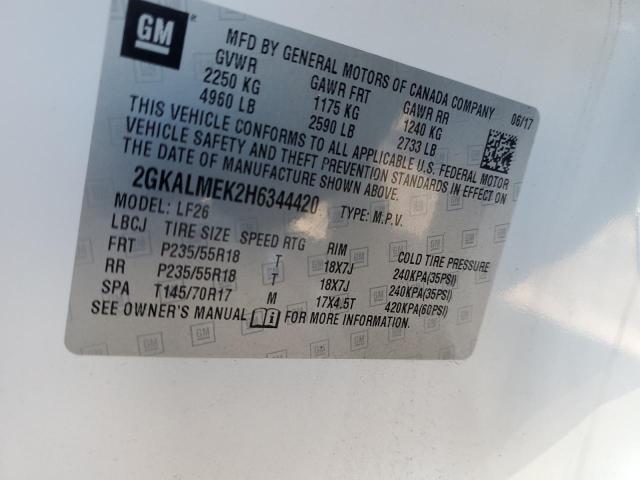 Photo 14 from auction – 2017 GMC TERRAIN SL with VIN 2GKALMEK2H6344420
