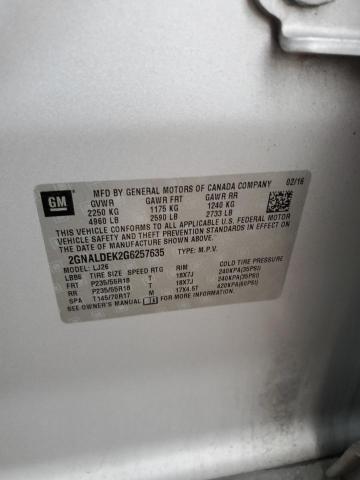 Photo 14 from auction – 2016 CHEVROLET EQUINOX LT with VIN 2GNALDEK2G6257635