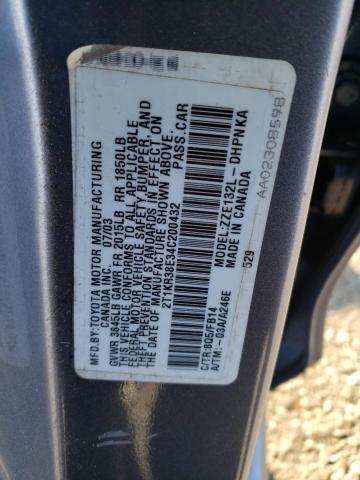 Photo 14 from auction – 2004 TOYOTA COROLLA MA with VIN 2T1KR38E34C200432