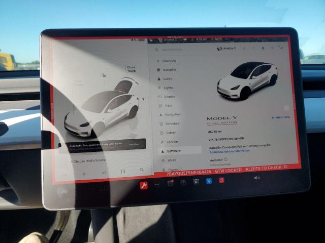 Photo 9 from auction – 2022 TESLA MODEL Y with VIN 7SAYGDEF5NF464416