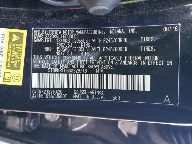 Photo 14 from auction – 2016 TOYOTA HIGHLANDER with VIN 5TDBKRFH6GS329748
