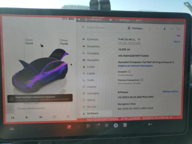 Photo 9 from auction – 2023 TESLA MODEL Y with VIN 7SAYGDEF5PF712909
