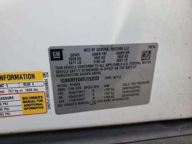 Photo 14 from auction – 2015 CHEVROLET TRAVERSE L with VIN 1GNKRFED6FJ152503