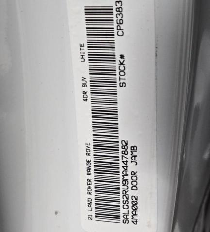 Photo 10 from auction – 2021 LAND ROVER RANGE ROVE with VIN SALGS2RU9MA447882