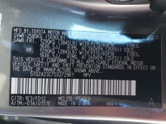 Photo 14 from auction – 2005 TOYOTA SIENNA with VIN 5TDZA23C75S272961