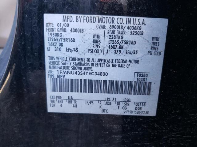 Photo 14 from auction – 2000 FORD EXCURSION with VIN 1FMNU43S4YEC34800