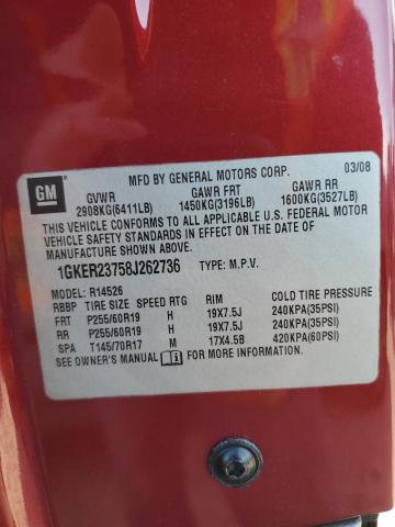Photo 14 from auction – 2008 GMC ACADIA SLT with VIN 1GKER23758J262736