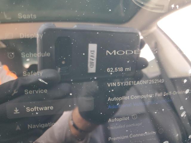 Photo 9 from auction – 2022 TESLA MODEL 3 with VIN 5YJ3E1EA0NF252149