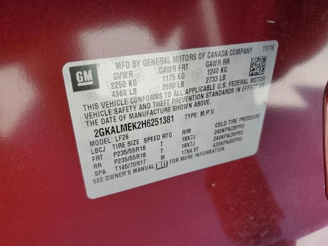 Photo 14 from auction – 2017 GMC TERRAIN SL with VIN 2GKALMEK2H6251381