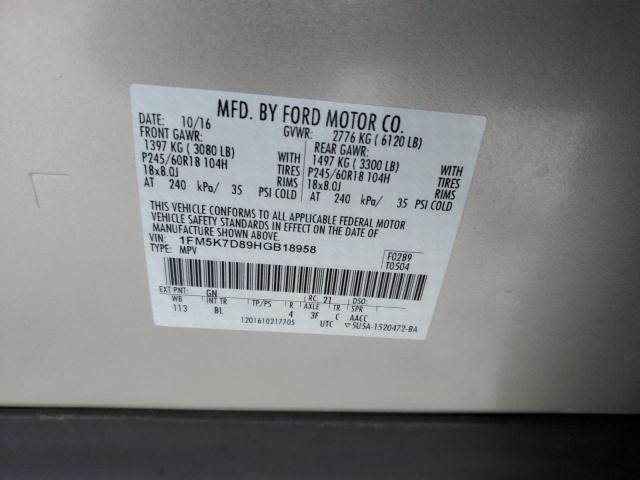 Photo 14 from auction – 2017 FORD EXPLORER X with VIN 1FM5K7D89HGB18958