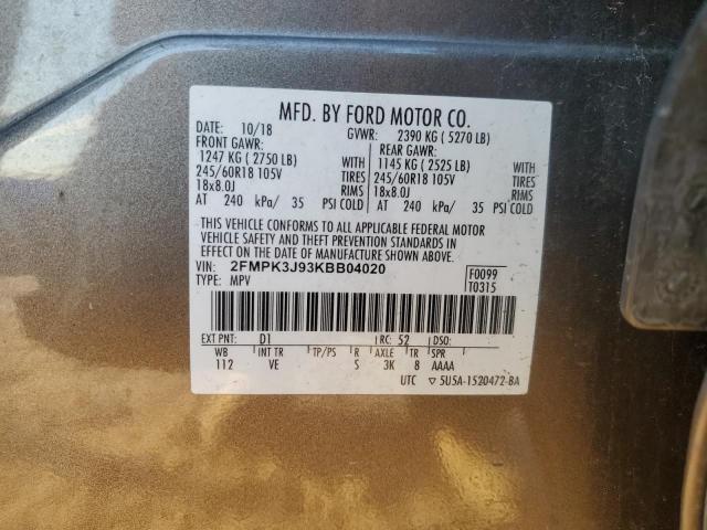 Photo 14 from auction – 2019 FORD EDGE SEL with VIN 2FMPK3J93KBB04020