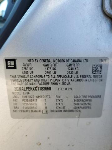 Photo 14 from auction – 2012 CHEVROLET EQUINOX LT with VIN 2GNALPEKXC1183650