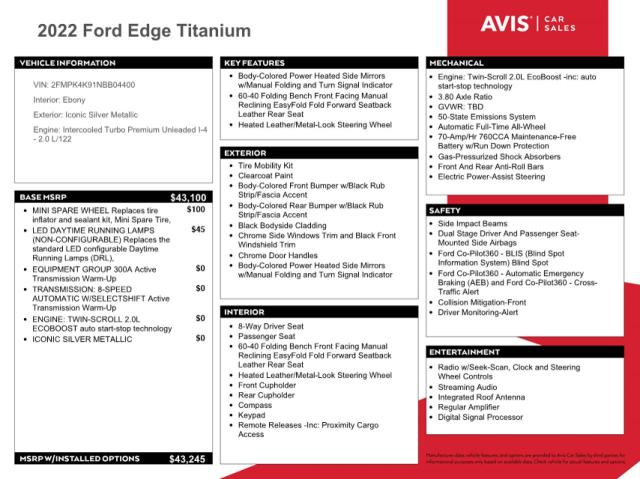 Photo 13 from auction – 2022 FORD EDGE TITAN with VIN 2FMPK4K91NBB04400
