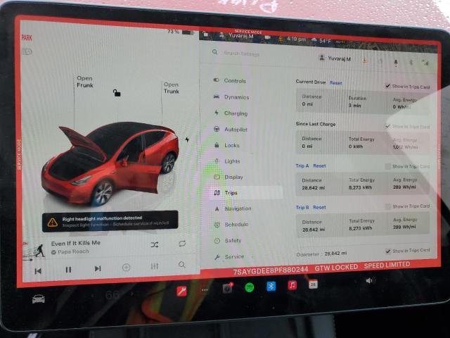 Photo 9 from auction – 2023 TESLA MODEL Y with VIN 7SAYGDEE8PF880244