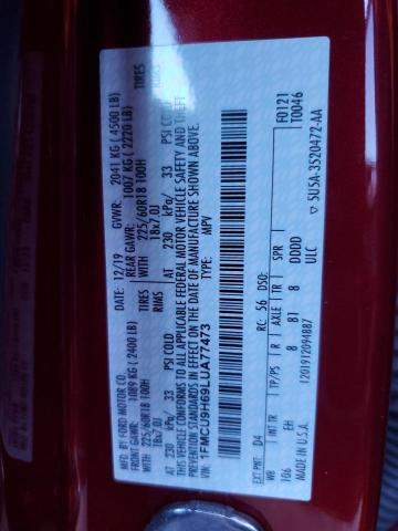 Photo 14 from auction – 2020 FORD ESCAPE SEL with VIN 1FMCU9H69LUA77473