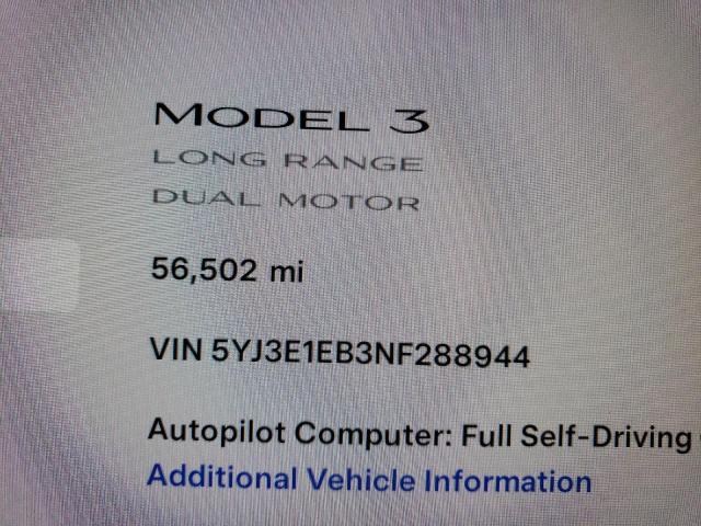 Photo 9 from auction – 2022 TESLA MODEL 3 with VIN 5YJ3E1EB3NF288944