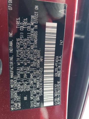 Photo 14 from auction – 2009 TOYOTA SIENNA CE with VIN 5TDZK23C19S227453