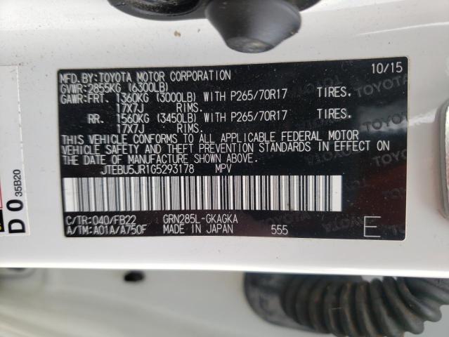 Photo 14 from auction – 2016 TOYOTA 4RUNNER SR with VIN JTEBU5JR1G5293178