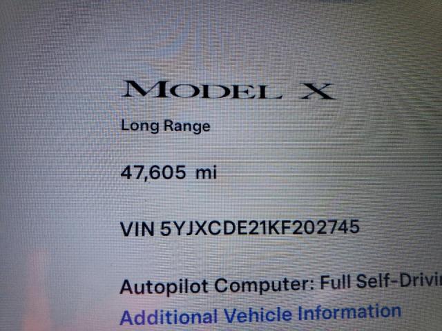 Photo 9 from auction – 2019 TESLA MODEL X with VIN 5YJXCDE21KF202745