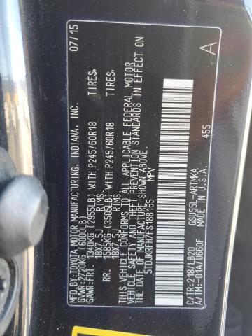 Photo 14 from auction – 2015 TOYOTA HIGHLANDER with VIN 5TDJKRFH7FS188165
