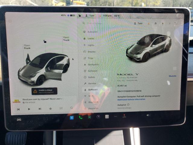 Photo 9 from auction – 2020 TESLA MODEL Y with VIN 5YJYGDEE2LF036014