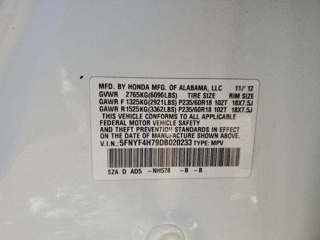 Photo 14 from auction – 2013 HONDA PILOT EXLN with VIN 5FNYF4H79DB020233