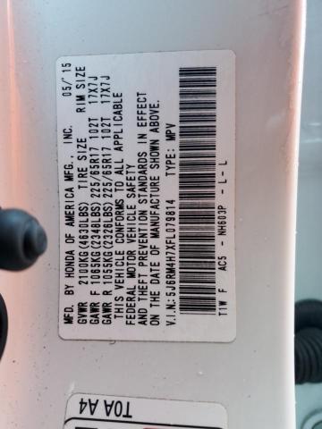 Photo 14 from auction – 2015 HONDA CR-V EXL with VIN 5J6RM4H7XFL079814