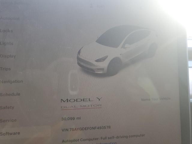 Photo 9 from auction – 2022 TESLA MODEL Y with VIN 7SAYGDEF0NF493578