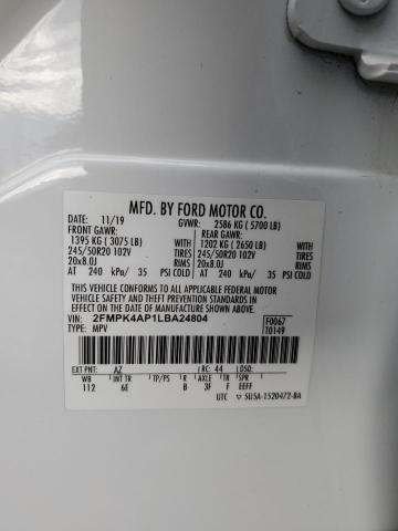 Photo 10 from auction – 2020 FORD EDGE ST with VIN 2FMPK4AP1LBA24804