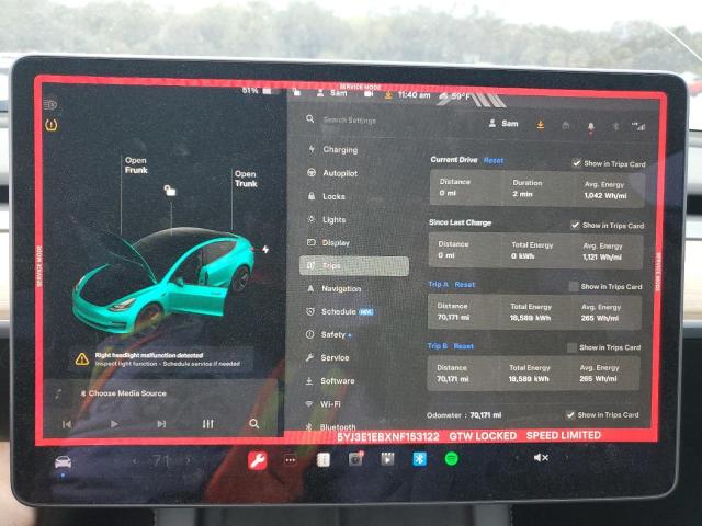 Photo 9 from auction – 2022 TESLA MODEL 3 with VIN 5YJ3E1EBXNF153122