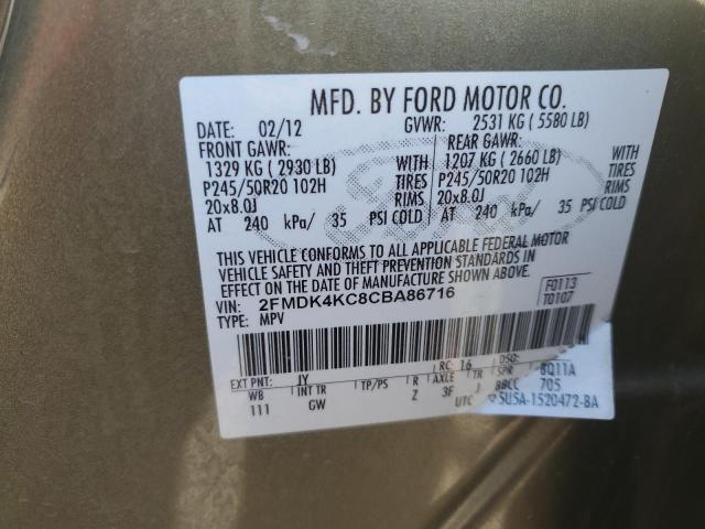 Photo 14 from auction – 2012 FORD EDGE LIMIT with VIN 2FMDK4KC8CBA86716