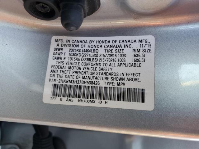 Photo 14 from auction – 2016 HONDA CR-V LX with VIN 2HKRM3H37GH508426
