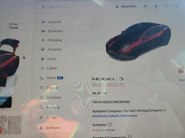Photo 9 from auction – 2022 TESLA MODEL 3 with VIN 5YJ3E1EC3NF261560