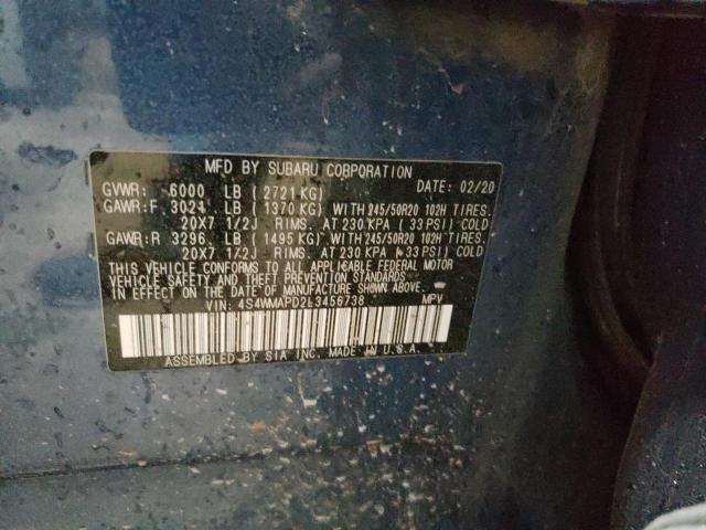 Фото 14 с аукциона – 2020 SUBARU ASCENT LIM с VIN 4S4WMAPD2L3456738