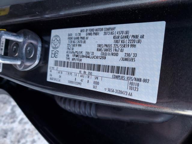 Photo 14 from auction – 2020 FORD ESCAPE SEL with VIN 1FMCU9H94LUC61259