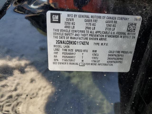 Photo 14 from auction – 2016 CHEVROLET EQUINOX LT with VIN 2GNALCEK9G1174274
