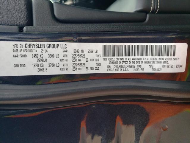 Photo 14 from auction – 2014 JEEP GRAND CHER with VIN 1C4RJFBG7EC400628